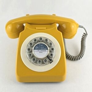 Wild & Wolf Home 746 Retro Telephone Landline Push Button Rotary Style Yellow OS